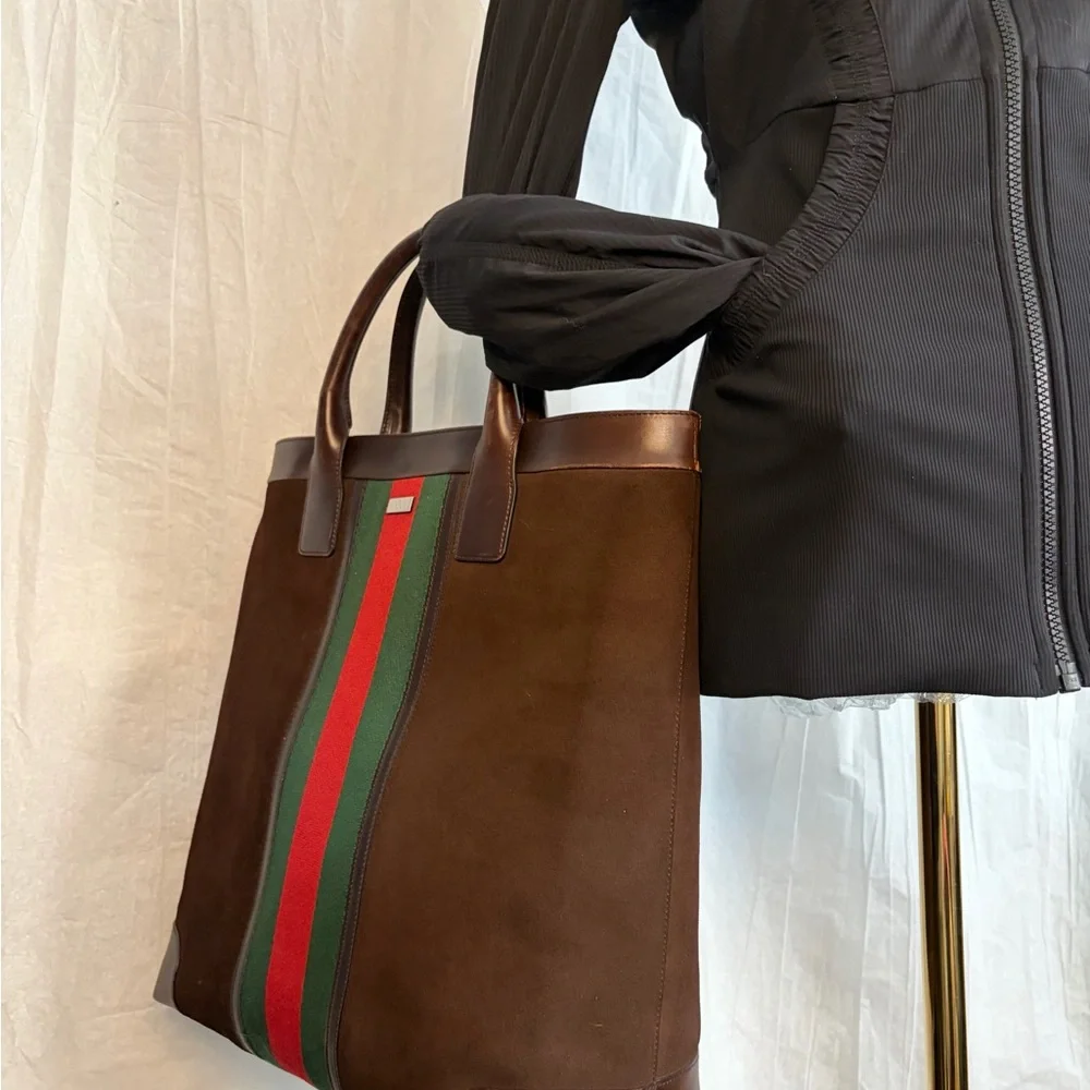 Gucci Brown Suede Ophidia Sherry line tote